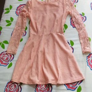 Korean pink lace dress