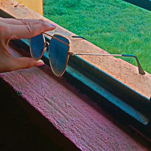 Golden Rimmed Blue Sunglasses