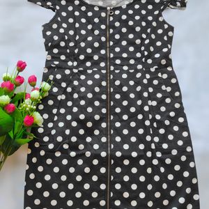 Polka Dot Denim Short Dress