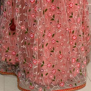 Pink And Red Embroidery Lehenga New