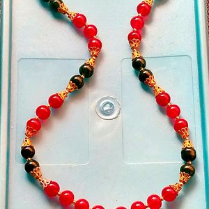Red Green Bead Mala With Pendent
