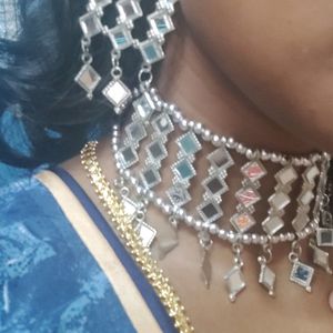 Mirror Work Jewellery Set With Free Bais