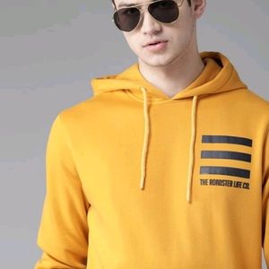 Men Full Sleeve Solid Hooded Sweatshirt