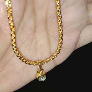 Gold Plated Chain With Diamond Pendant