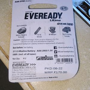 Eveready Ultima AAA battery pack of 4