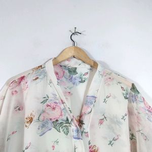 White Floral Print Top (Women's)