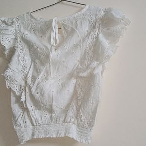 White Party Wear Crop Top