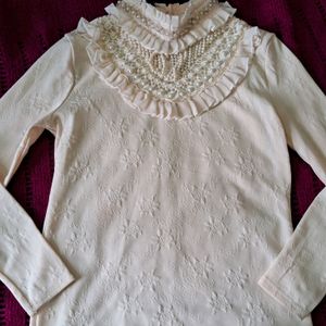 Women's Korean Pearl Neck Top