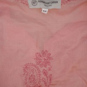 Chikankari Embroidery Peach Kurti