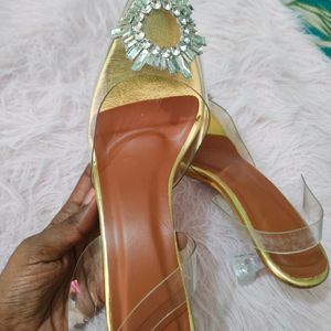 Trendy Stone Studded Transparent Heels