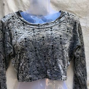 CUTE GREY VELVET TOP