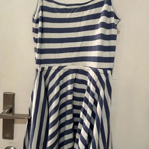 Brand New White Blue Striped Fit N Flare Dress