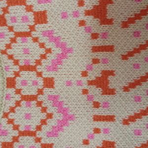 H & M -White Sweater with Playful Pink and Orange