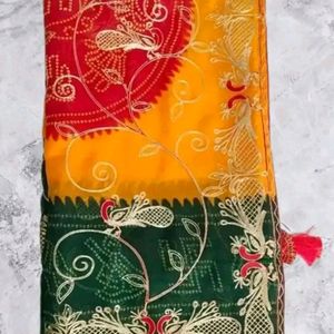 Multi Colour Saree Embroid Totally No Blouse