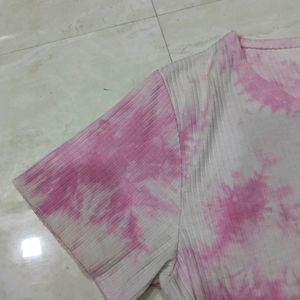 Pink and White  Tie Dye Crop Top