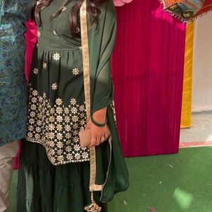 Green Sharara Suit Set With Dupatta