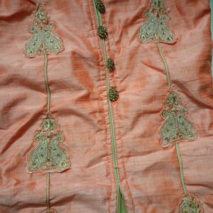 Elegant Orange Golden Kurti