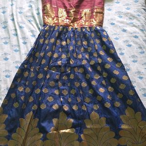 Long Frock Stitched From Pattu Saree