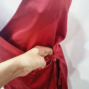 Red Luxurious Satin Short Dress