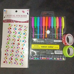 Combo(Neon Pen, Paper Tape, Crystal Sticker)