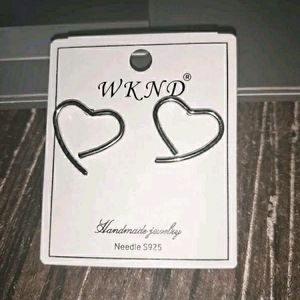 Silver Plated Korean Heart Studs