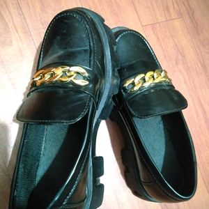 Black Heel Loafer For Women