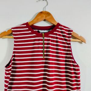 Maroon Striped Dresses Women's