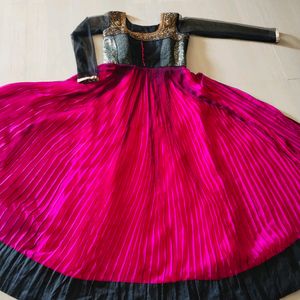 Pink And Black Chiffon Gown