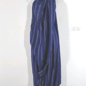 Navy Blue Printed Dhoti Style Saree (Women's)