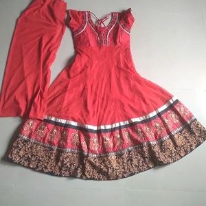 Red ANARKALI Dress