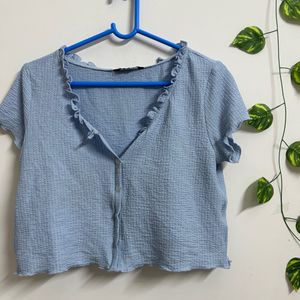 Baby Blue Loungewear Crop Top( Size: M)