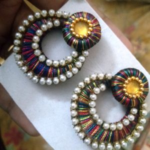 Silk Thread Chandbali Earings