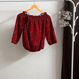 New Red Balloon Off Shoulder Top