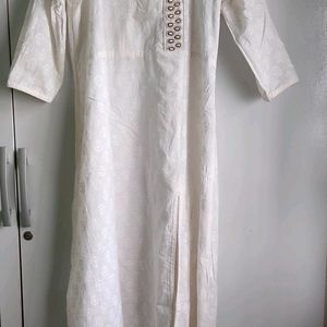 White Floral Kurta