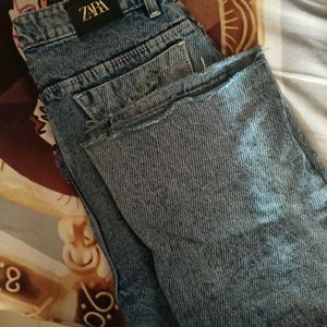 Zara Brand Ice Blue Wide Leg Jeans