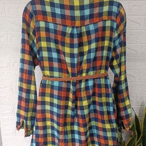 Checkered High Low Shirt