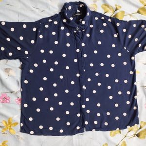 Navy Blue Polka Dot Top