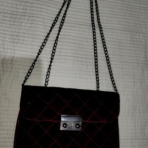 Burgundy Velvet Slingbag