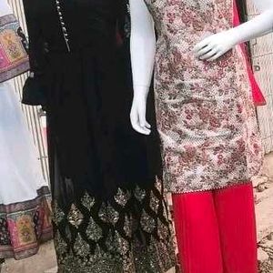 Black Gawn With Afgani Bottom N Frill Dupatta