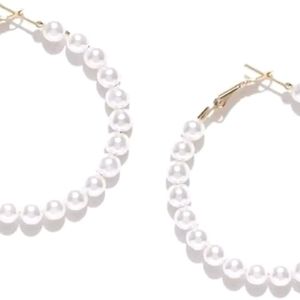 Set Of 2 White Hoop Earrings