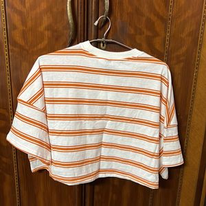 H&M Oversized Striped Crop Top