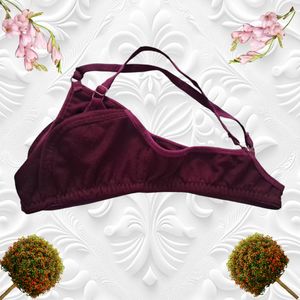 women front open bra Burgundy Cotton XXL