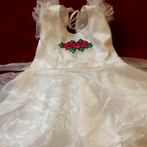 White Colour Frock For Girls. Net Material.