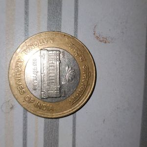 10 Rupee Rare Coin Of National Archives OfIndia