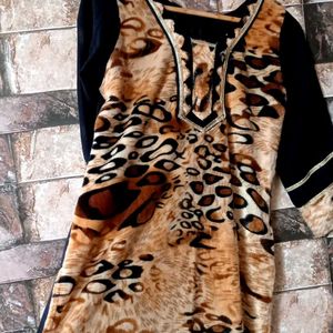 Tiger Print Velvet Kurti Xl Size