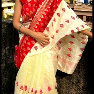 🥰Lal Par Bengali Traditional Saree♥️😇