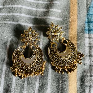 Silver N Golden Oxidised Earrings