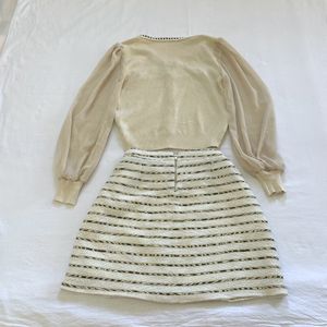 Korean Formal Casual Beige Cream Tweed Skirt