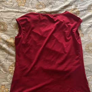 Cowl Neck Line Maroon Fitted Top