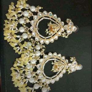 Kundan Pearl Jhumka Long Earrings